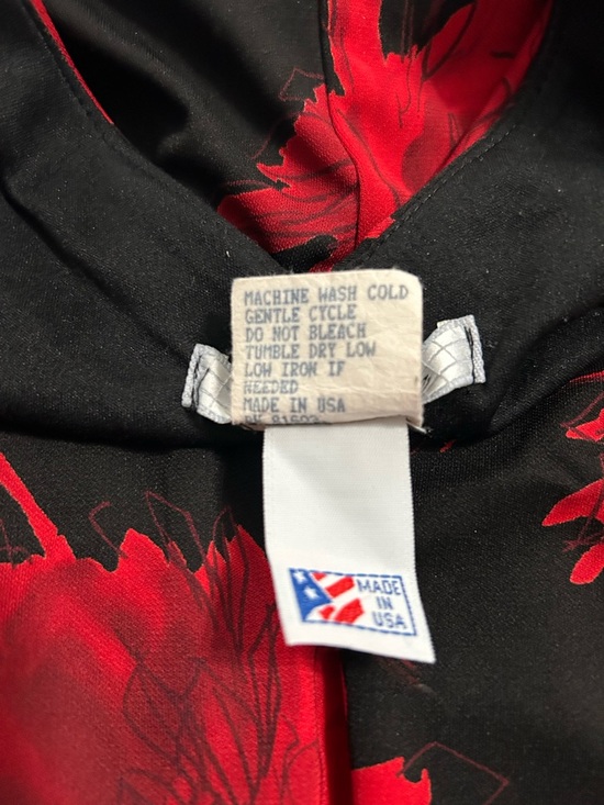 Vintage Late 90s La Belle Black Sleeveless Dress with Red Floral Print - Picture 4 of 8